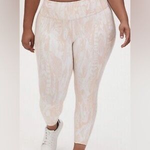 Active wear pants white and light pink feather design